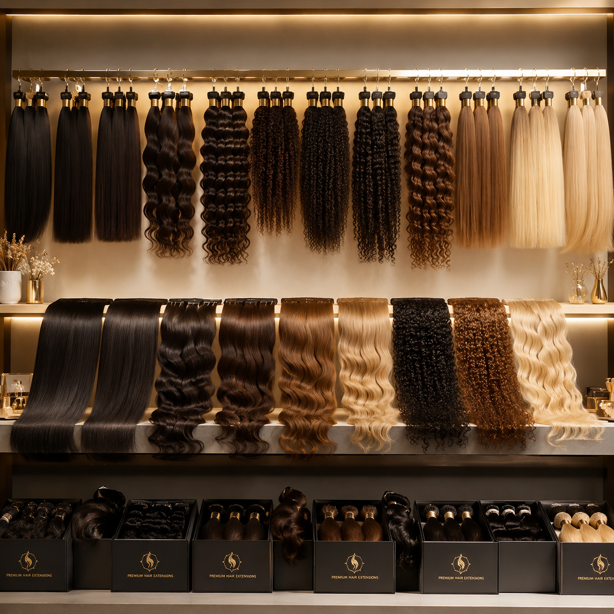 Premium temple hair extensions collection